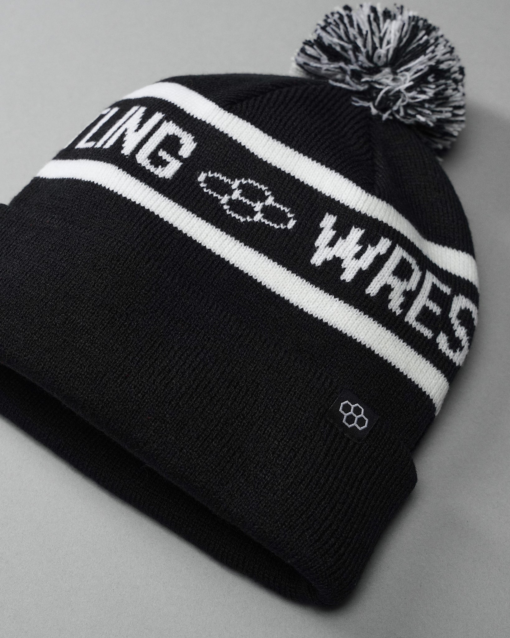 RUDIS Two Tone Pom Beanie - Black/White - Image 2