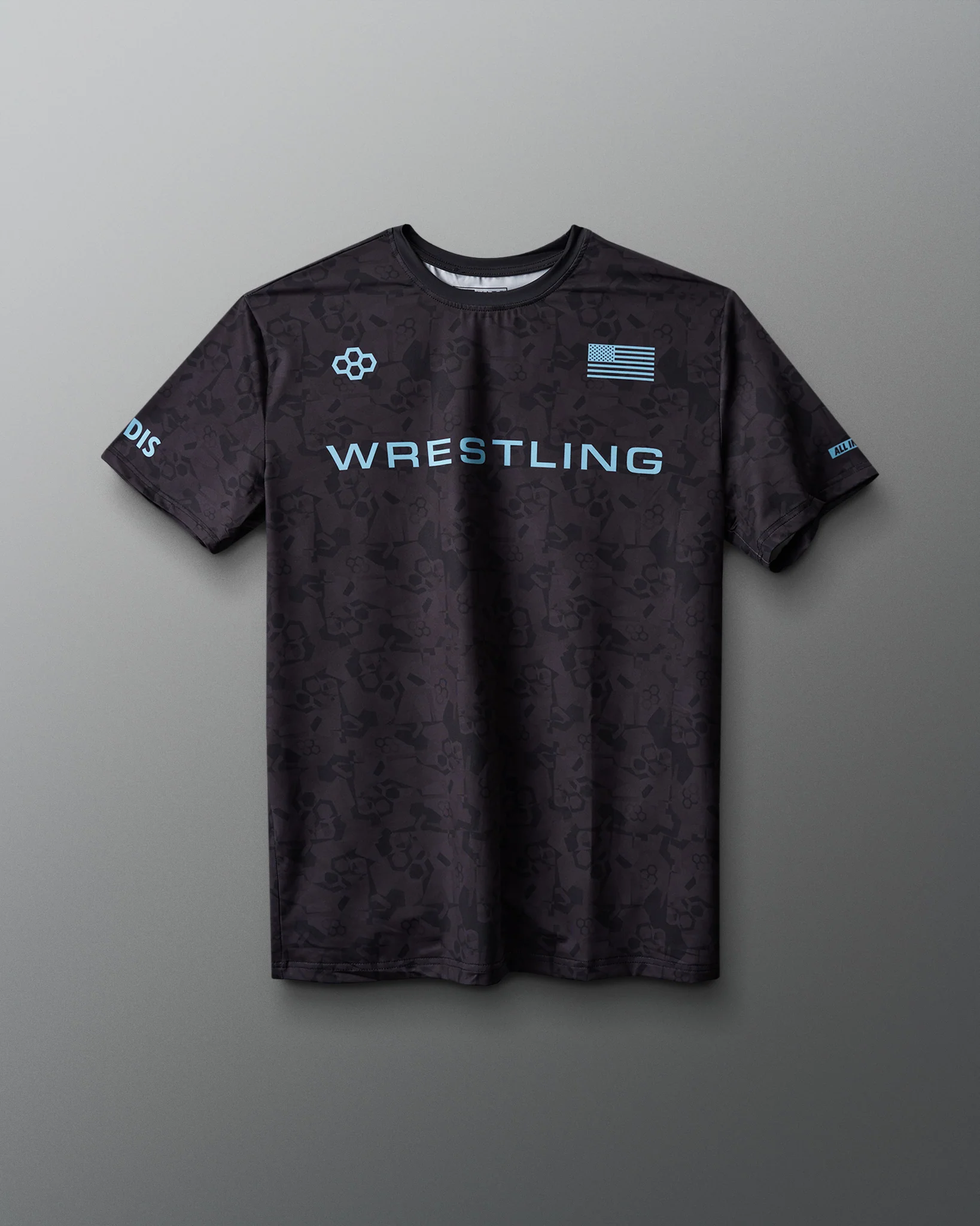 Wrestling Wordmark Black Camo Sublimated T-Shirt