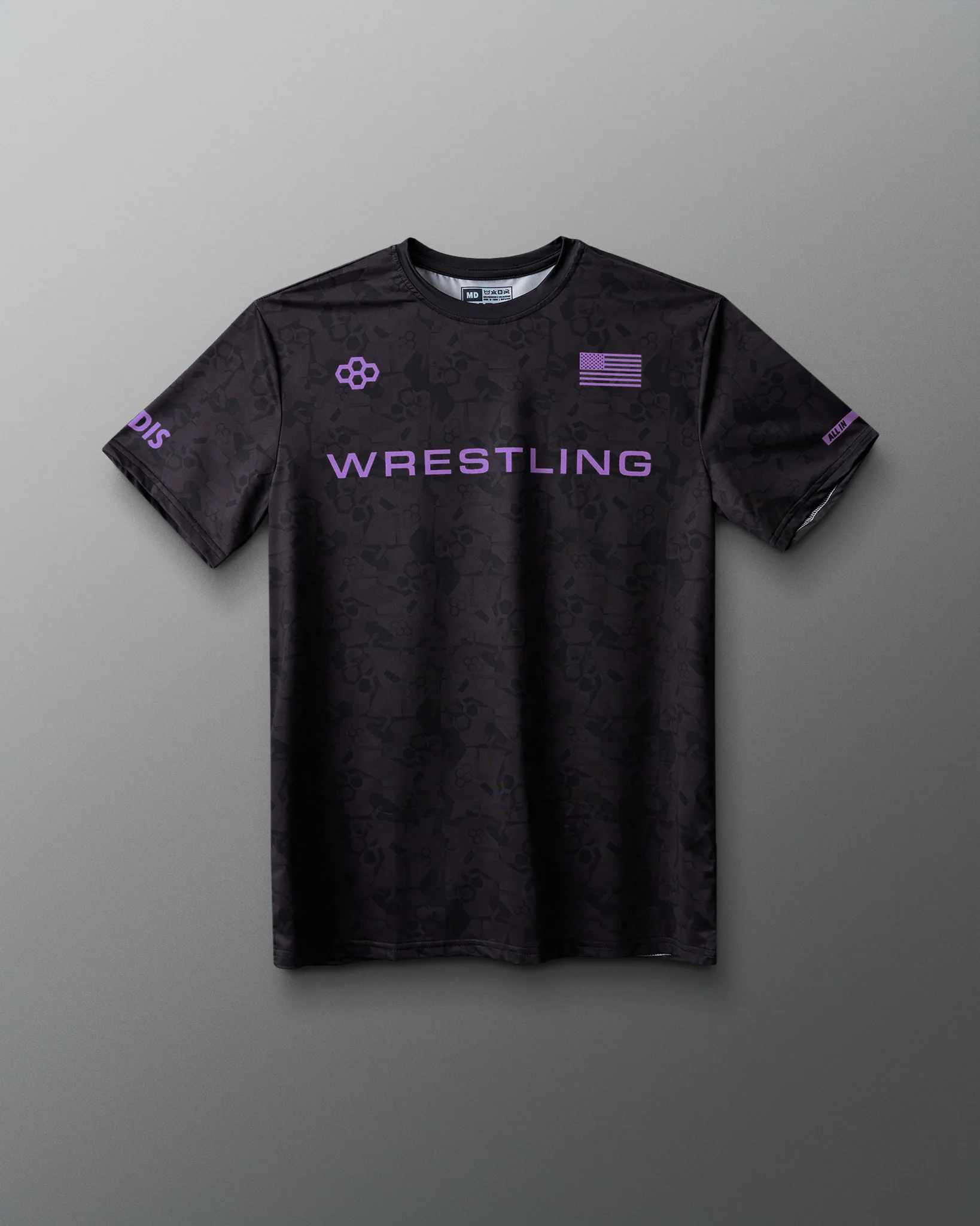 Wrestling Wordmark Black Camo Sublimated T-Shirt - Image 11