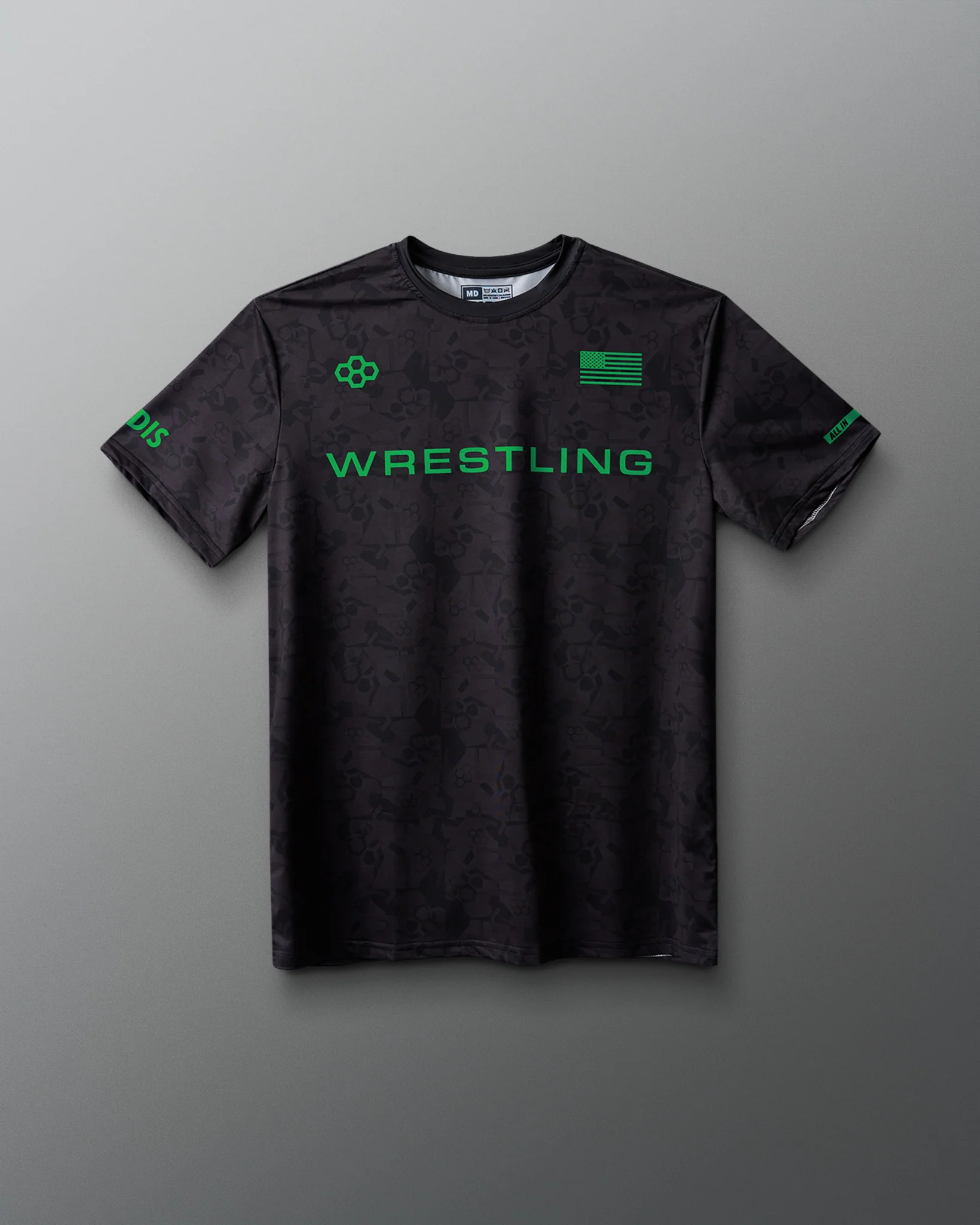 Wrestling Wordmark Black Camo Sublimated T-Shirt - Image 5