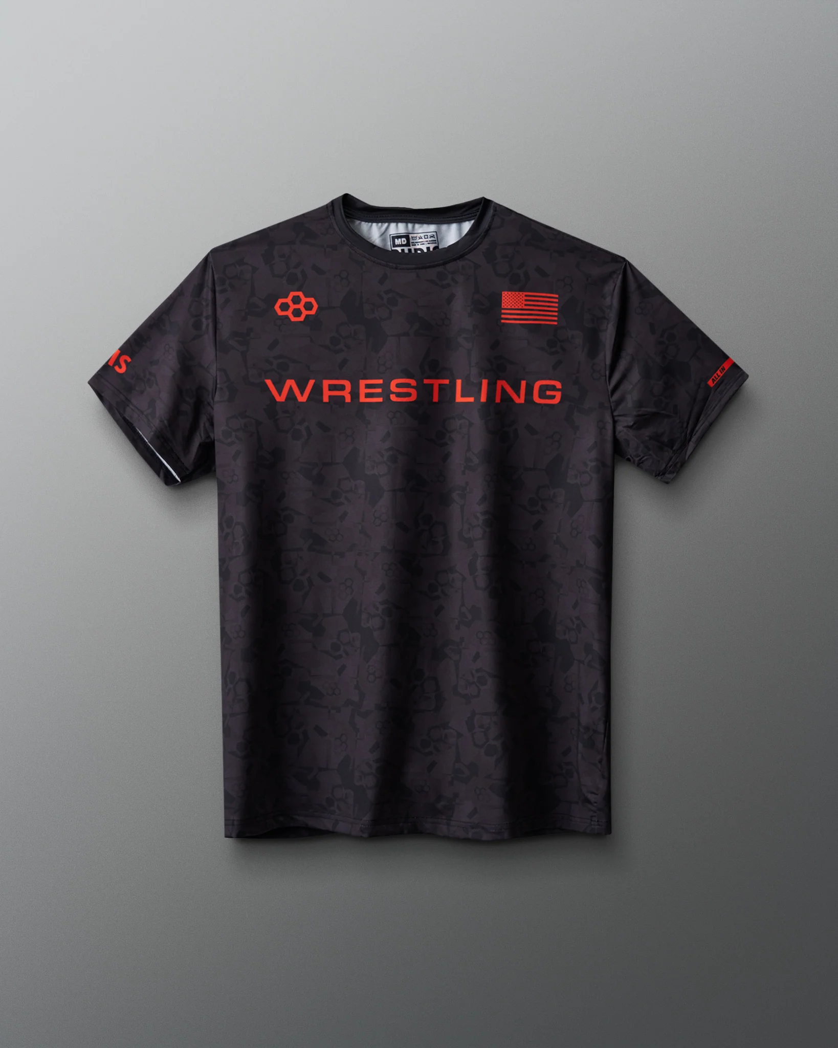 Wrestling Wordmark Black Camo Sublimated T-Shirt - Image 8